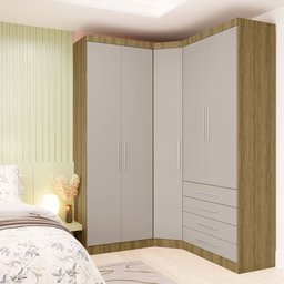 Guarda Roupas Modulado de Canto Diagonal 3 Peças com 5 Portas e 4 Gavetas Paris Luciane Móveis - 2