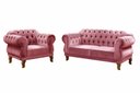 Ver imagem 1 de Kit Namoradeira Duquesa Chesterfield 2 Lugares + 1 Poltrona - Suede Rosa