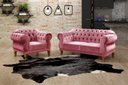 Ver imagem 2 de Kit Namoradeira Duquesa Chesterfield 2 Lugares + 1 Poltrona - Suede Rosa