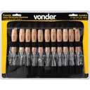 Ver imagem 6 de Jogo Formão para Entalhar Madeira com 11 Peças Cabo Madeira Vonder