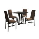 Ver imagem 6 de Conjunto de Jantar Mesa Mônaco Premium 90cm Preta com 4 Cadeiras Estofadas Marrom Preto