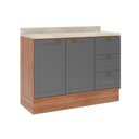 Ver imagem 1 de Balcão de Cozinha Modulado Bella 2608 2 Portas e 3 Gavetas S/tampo 120cm Nogal/cinza - Carraro
