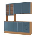 Ver imagem 2 de Cozinha Compacta Planejada 3 Peças 1 Paneleiro Duplo 1 Aéreo 1 Balcão Soho CabeCasa MadeiraOriginals Azul/Freijó