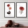 Kit 2 Quadros Decorativos Flor e Folha- Manchas Aquarela 33x24cm:madeira Preta - 1