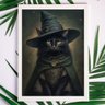 Quadro Decorativo Witchy Black cat 33x24cm - com Vidro:madeira Preta - 1