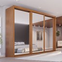 Ver imagem 1 de Guarda-Roupa Casal 3 Portas Espelhadas de Correr 6 Gavetas MDF Palissy Marrom/Rubi