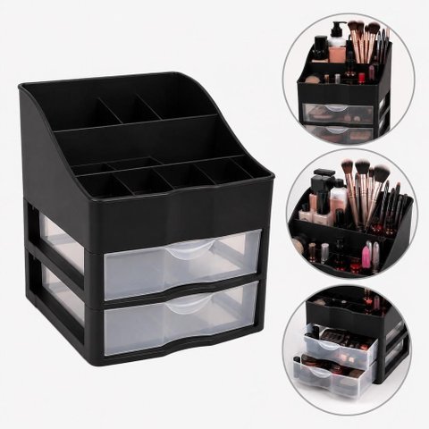 Organizador de Cosmético Porta Maquiagem Gaveteiro Duplo Polipropileno Atóxico Bpa Free Divisó