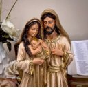 Ver imagem 2 de Imagem Sagrada Família Barroca Grande 30cm Resina Dourada