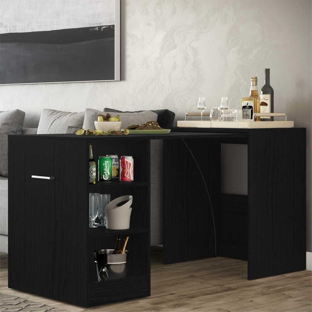 Aparador Bar com Mesa Dobrável Multimóveis Ibiza FG1000 Preto - 2