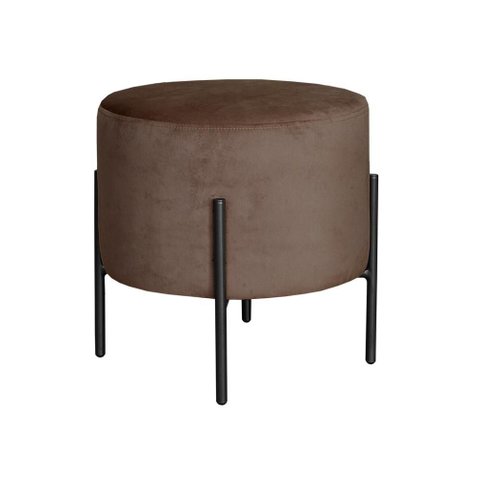 Puff Carol Cor:veludo Marrom 260 / Base Preta