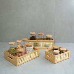 Caixa Organizadora empilhável de bambu e palhinha 22cm - Oikos - 7