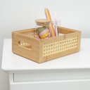 Ver imagem 5 de Caixa Organizadora empilhável de bambu e palhinha 22cm - Oikos