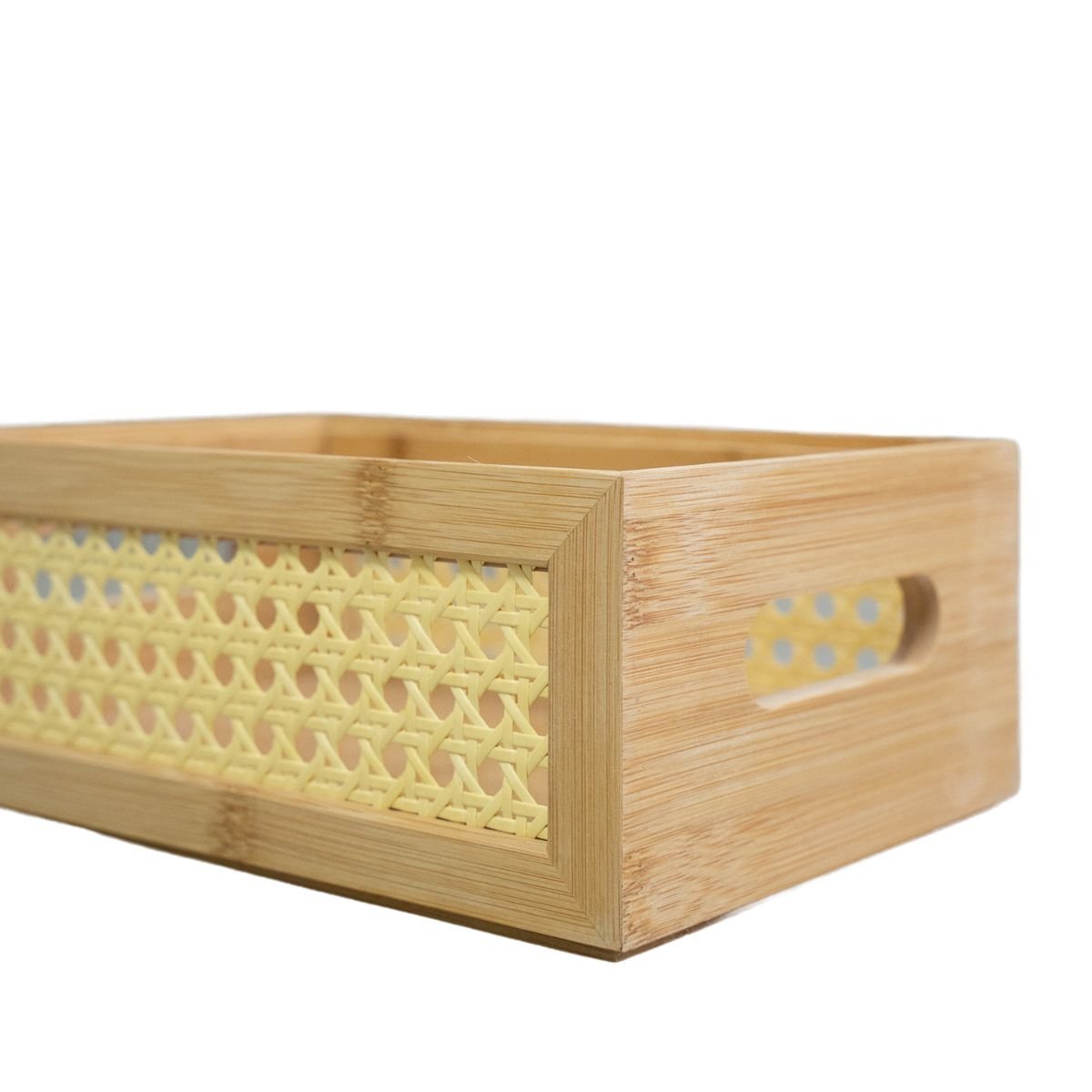 Caixa Organizadora empilhável de bambu e palhinha 22cm - Oikos - 2