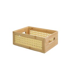 Caixa Organizadora empilhável de bambu e palhinha 22cm - Oikos - 1