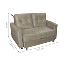 Ver imagem 2 de Sofá-Cama Verona Cappuccino em Veludo 140cm com Rodízios para Sala e Quarto
