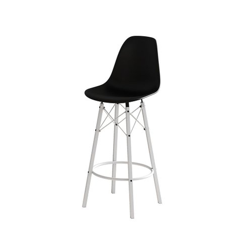 Banqueta Eames Alta para Cozinha Bancada e Bar Estrutura Ferro Branco