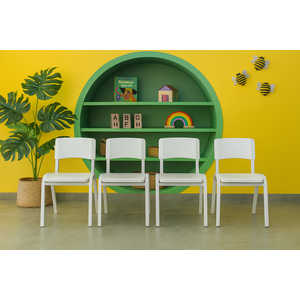 Kit 4 Cadeiras Infantil Iso Branca Brinquedoteca Escolas Ecomhome