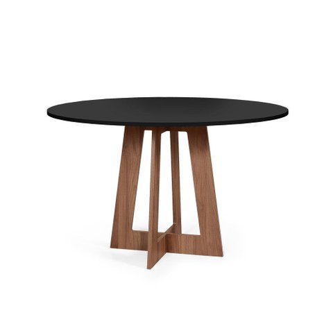 Mesa de Jantar Redonda 120cm 6 Lugares Montreal MDF Preto e Noronha - Straub Web