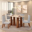 Ver imagem 6 de Mesa Karen 136 Freijó Off White com Kit 4 Cadeiras Sara Freijó Linho Neblina-DJ Móveis