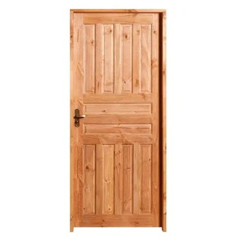 Kit Porta de Madeira Maciça Lado Esquerdo 210x80cm Imbuia Allo Esquadrias
