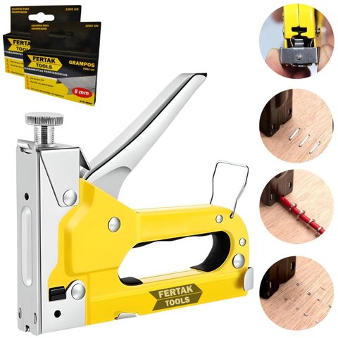 Grampeador Pinador Manual Profissional 3 em 1 Pressão + 2000 Grampos 8mm