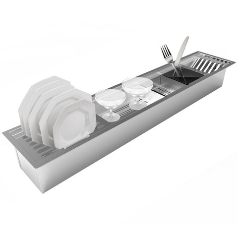 Cl75 Calha Umida de Embutir em Inox 75cm com 4 Modulos