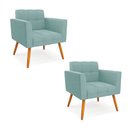 Ver imagem 1 de Poltrona Sala Decorativa Kit 2 Elisa Pé Palito Castanho Cotelê Ext/veludo Menta D03 - D’Rossi