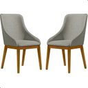 Ver imagem 1 de Kit 2 Cadeira de Jantar Estofada Ísis Linho Cinza Base Madeira Castanho