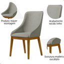 Ver imagem 5 de Kit 2 Cadeira de Jantar Estofada Ísis Linho Cinza Base Madeira Castanho