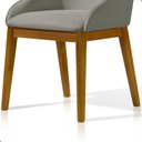 Ver imagem 3 de Kit 2 Cadeira de Jantar Estofada Ísis Linho Cinza Base Madeira Castanho