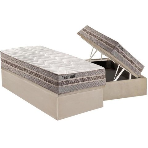 Cama Box Baú Solteiro: Colchão Molas Paropas MasterPocket Ensacadas Texture + Base CRC Suede Clean(8