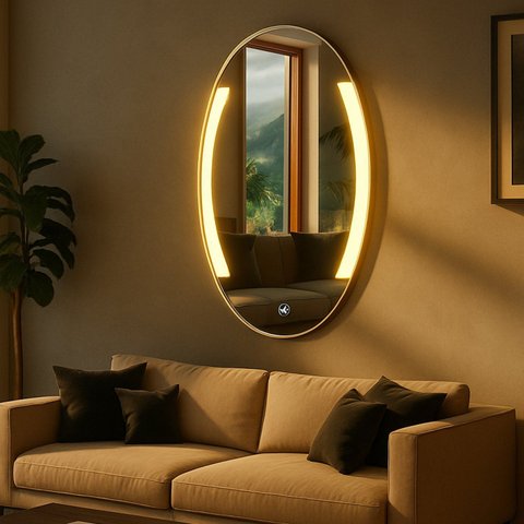 Espelho Oval 70x50cm Touch Led 3000k Avalon Reduna