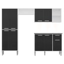 Ver imagem 3 de Cozinha Compacta C/ 3 Leds 4 Pçs Xangai Multimóveis V3415 Branca/Preta Branco/Preto