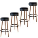 Ver imagem 1 de Kit 4 Banquetas Banco Alto Londres Couro Preto Bar Cozinha Pés Madeira Ms Decor