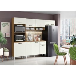 Cozinha Compacta + Balcão com Tampo Atenas Atacama Off White - Aramóveis - 1