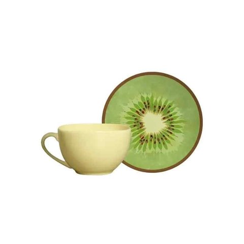 Xícara de Chá com Pires Kiwi 250 Ml Alleanza Cerâmica