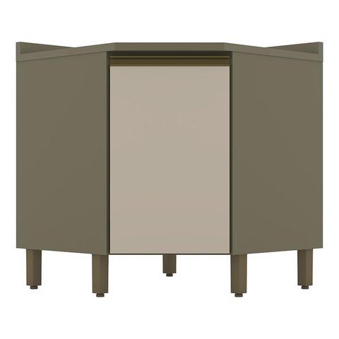 Balcão Canto Oblíquo 1 Porta com Tampo Connect Duna/Cristal - Móveis Henn