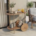Ver imagem 1 de Carrinho Bar Multiuso Orla para Bebidas, Café, Bar, com Design Orgânico em Metal Dourado