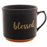 Caneca em Cerâmica Bon Gourmet Blessed Preto e Laranja 660ml - 1