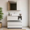Ver imagem 3 de Conjunto para Banheiro com Gabinete Cuba e Espelho 80cm BN3615 Branco - Tecno Mobili