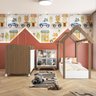 Quarto Infantil com Minicama Montessoriana Berço Americano e Estante Retrô Peroba Branco/carvalho - 1