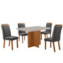 Ver imagem 1 de Mesa de Jantar Olimpia 120cm Tampo MDF Vidro Canto Copo com 4 Cadeiras Lorena