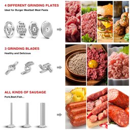 Amzchef Moedor de Carne Compatível com Kitchenaid Stand Mixer (prata) - 2