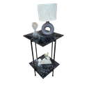 Ver imagem 5 de Mesinha Lateral Dupla com Vidro Marmorizado e Base em Ferro