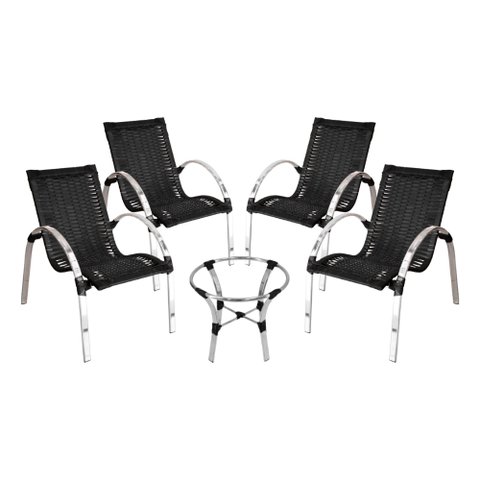 Conjunto de Mesa de Centro e 4 Cadeiras Garden para Área Externa