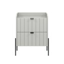 Ver imagem 4 de Mesa de Cabeceira em Madeira Mdf Off White Moriah 45cm Pé Ferro Preto