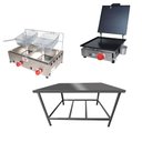 Ver imagem 1 de Kit Lanchonete Mesa de Manipulação 100x55cm + Fritadeira a Gás 2 Cuba + Chapa a Gás 30cm