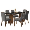 Ver imagem 2 de Conjunto Sala de Jantar Tampo de Vidro 6 Cadeiras Rustic/preto/silver Siena Madesa