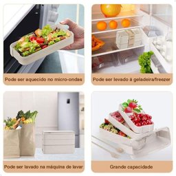 Marmita Fitness Lunch Box 900ml 3 Divisórias Pote Mantimento Bento 3 em 1 Lorben - 3