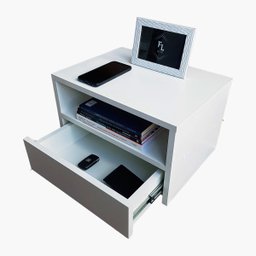 Kit 2 Mesas de Cabeceira Criado Branco 40cm Estilo Suspensa com Gaveta Inferior e Nicho para Quarto - 4